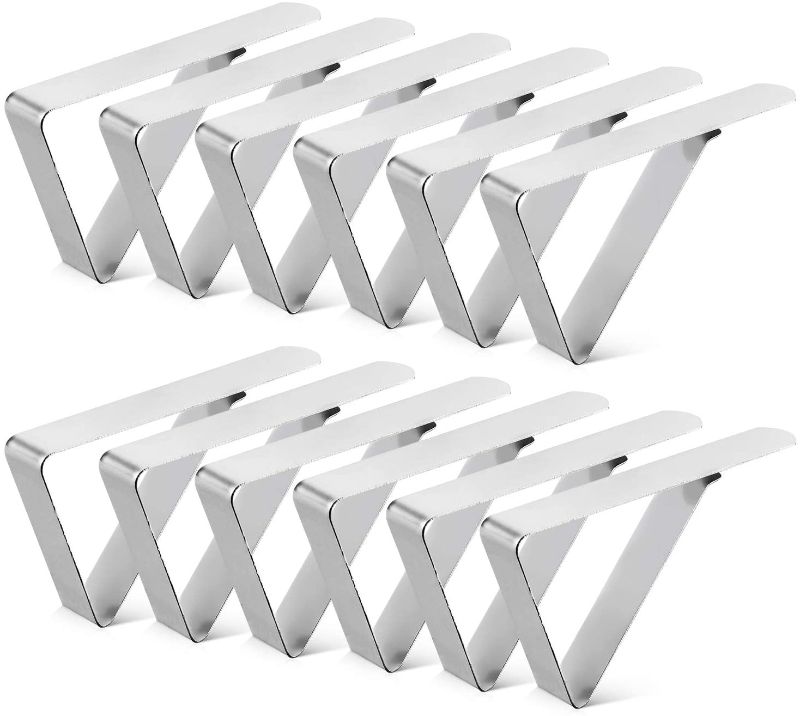 Photo 1 of 12Pack Tablecloth Clips, Picnic Table Clip, Outdoor Indoor Table Cover Clamps, Stainless Steel Table Cloth Holders for Party, Camping, Wedding
