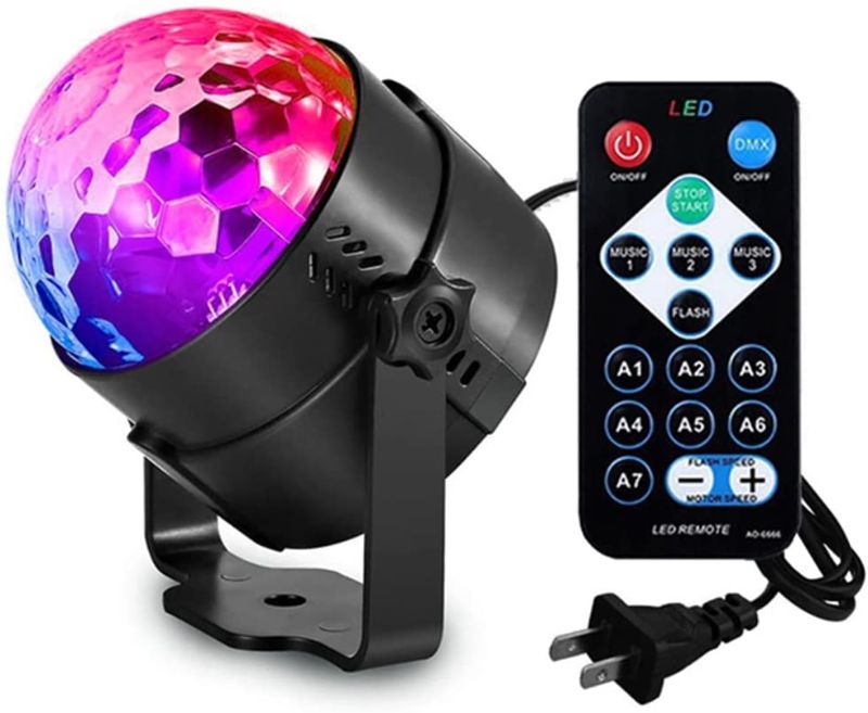 Photo 1 of Led Sound Activated Party Lights with Remote Control DJ Lighting Disco Ball Strobe Club Lamp 7 Modes Stage Par Light Magic Mini Led Stage Lights for Christmas Home Room Dance Partiee Parties Birthday
