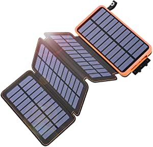 Photo 1 of Solar Charger 25000mAh, Tranmix Portable Solar Phone Charger with 4 Solar Panels, High Capacity Solar Power Bank External Battery Pack for Smart Phones, Tablets and Hiking, Camping
