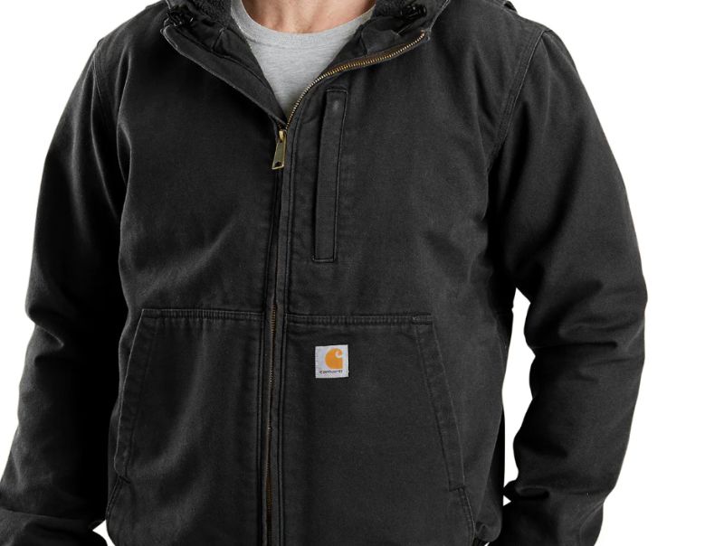 Photo 1 of CARHARTT FULL SWING® LOOSE FIT WASHED DUCK FLEECE-LINED ACTIVE JACKET, BLACK, SIZE XL
