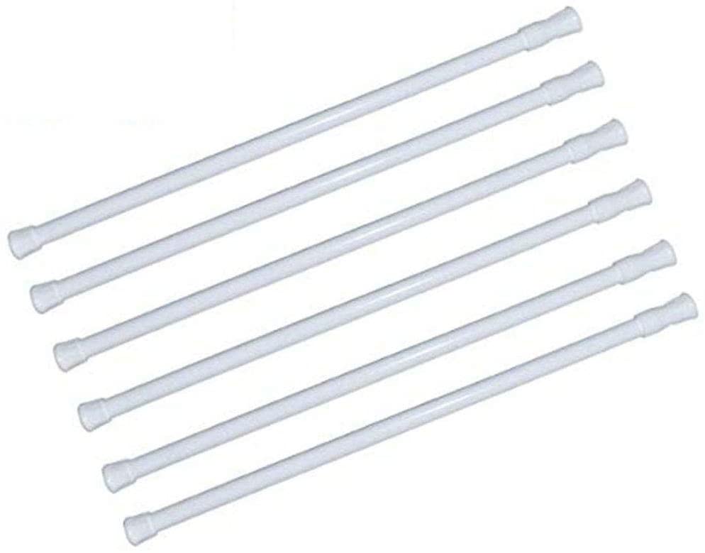 Photo 1 of 6 Pack Spring Tension Curtain Rod Adjustable Length for Kitchen, Bathroom, Cupboard, Wardrobe, Window, Bookshelf DIY Projects (White - 6 Pack,28" to 48" Adjustable)
