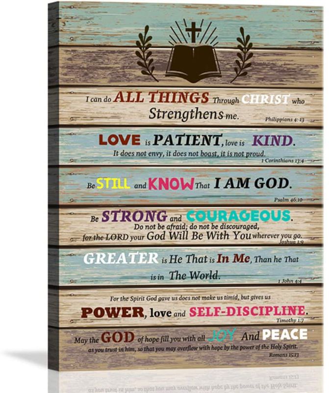 Photo 1 of Bible Verse Christian Wall Decor Scripture Inspirational Wall Art for Living Room Bathroom Rustic Religious Gifts Teen Room Decor Be Still and Know that I am God, 16 X 24 INCHES
