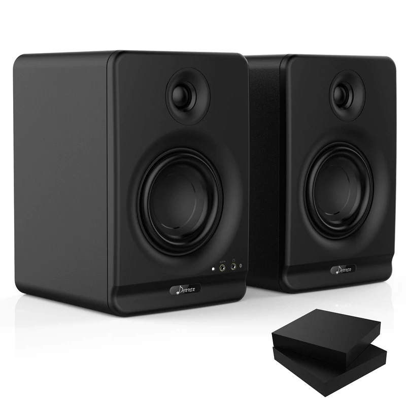 Photo 1 of Donner Studio Monitors 4" Near Field Studio Monitors with CSR 5.0 Bluetooth, for Music Production, Live Streaming and Podcasting, 2-Pack Including Monitor Isolation Pads-New Version, BLACK