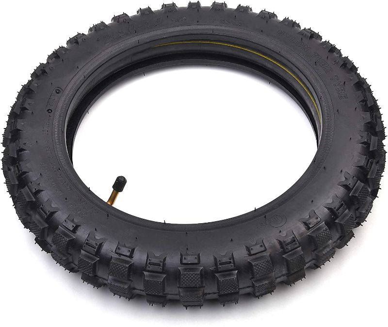 Photo 1 of 2.50-10 Tire and Inner Tube With TR87 Bent Valve Stem Replacement for XR50 CRF50 PW50 SDG Front or Rear Off Road Knobby Mini Dirt Bike Tire Motorcycle Motocross
