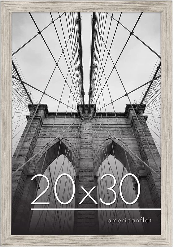 Photo 1 of Americanflat 20x30 Poster Frame in Drift Wood with Polished Plexiglass - Horizontal and Vertical Formats with Included Hanging Hardware
