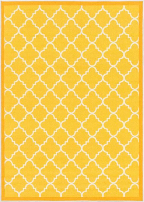 Photo 1 of Brooklyn Trellis Gold Modern Non Slip Washable Rug, 7 FOOT 10 INCHES X 9 FOOT 10 INCHES