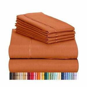 Photo 1 of 18" Eco Friendly Wrinkle Free Bamboo Sheets Deep Pockets Autumn Orange Full