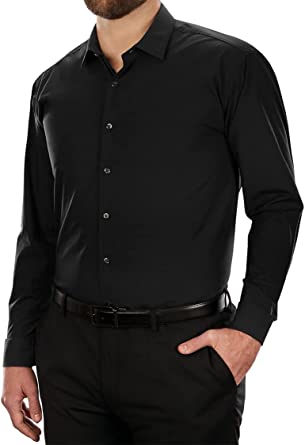 Photo 1 of KENNETH COLE UNLISTED MENS BUTTON DOWN DRESS SHIRT, BLACK, SIZE TALL 19, 35-36