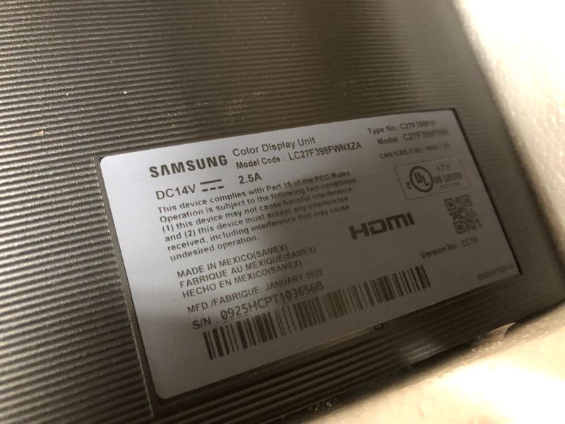 Photo 4 of Samsung - CF398 Series C27F398FWN 27" LED Curved FHD FreeSync Monitor - High Glossy Black
