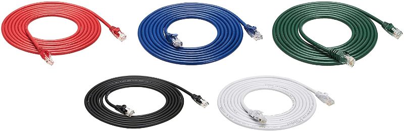 Photo 1 of Amazon Basics Snagless RJ45 Cat-6 Ethernet Patch Internet Cable - 10-Foot, 5-Pack
