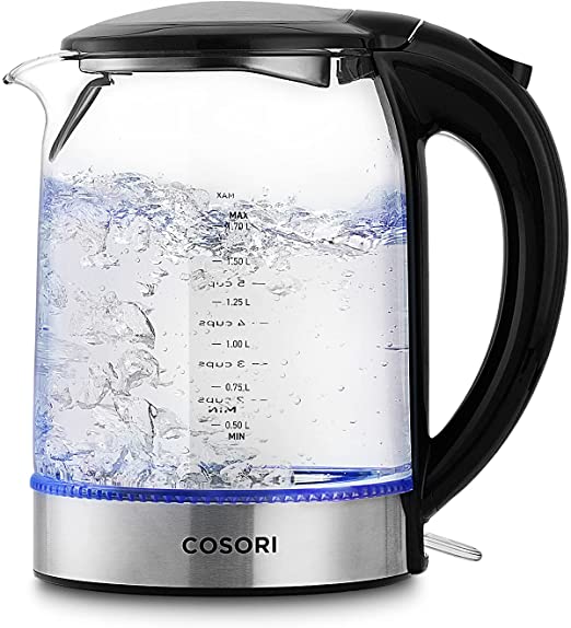 Photo 1 of COSORI Speed-Boil Electric Kettle, 1.7L Water Boiler (BPA Free) 1500W Auto Shut-Off&Boil-Dry Protection, LED Indicator Inner Lid & Bottom, Black
