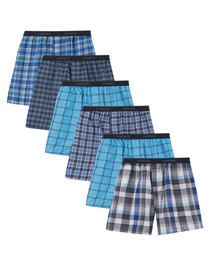 Photo 1 of Hanes Men's Cool Comfort® Woven Boxers 6-Pack (L)
