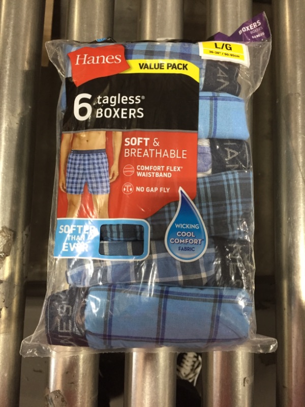Photo 1 of Hanes Men's Cool Comfort® Woven Boxers 6-Pack (L)
