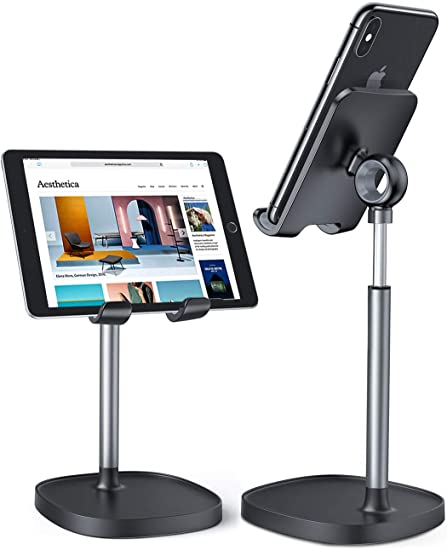 Photo 1 of LISEN Cell Phone Stand, Adjustable Phone Stand for Desk, Thick Case Friendly Phone Holder Stand, Taller iPhone Stand Compatible with All Mobile Phone, iPhone, iPad, Tablet 4-10'' Desk Accessories