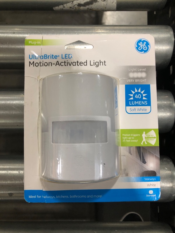 Photo 2 of GE Enbrighten LED Motion Sensor Night Light, Plug-in, 40 Lumens, Warm White, UL-Certified, Energy Efficient, Ideal Nightlight for Bedroom, Bathroom, Kitchen, Hallway, 12201, White, 1 Pack
