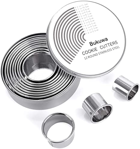 Photo 1 of 12 Pieces Round Cookie Biscuit Cutter Set,Graduated Circle Pastry Cutters,18/8 Stainless Steel Cookie Cutters And Donut Cutter Ring Molds
