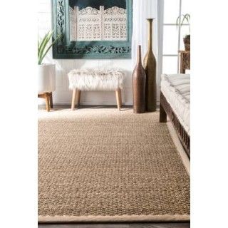 Photo 1 of Beige Seagrass with Border Area Rug (5 x8)
