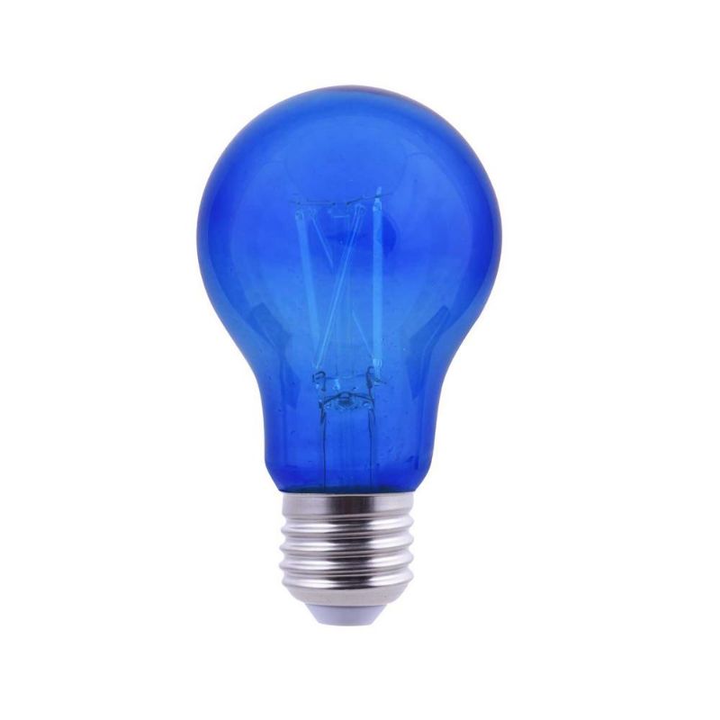 Photo 1 of 2pk of EcoSmart 40-Watt Equivalent A19 Dimmable Filament Blue Colored Glass LED Light Bulbs
