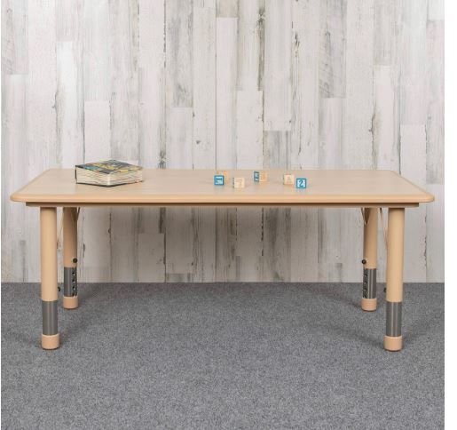 Photo 1 of Flash Furniture 23.625"W x 47.25"L Rectangular Natural Plastic Height Adjustable Activity Table
