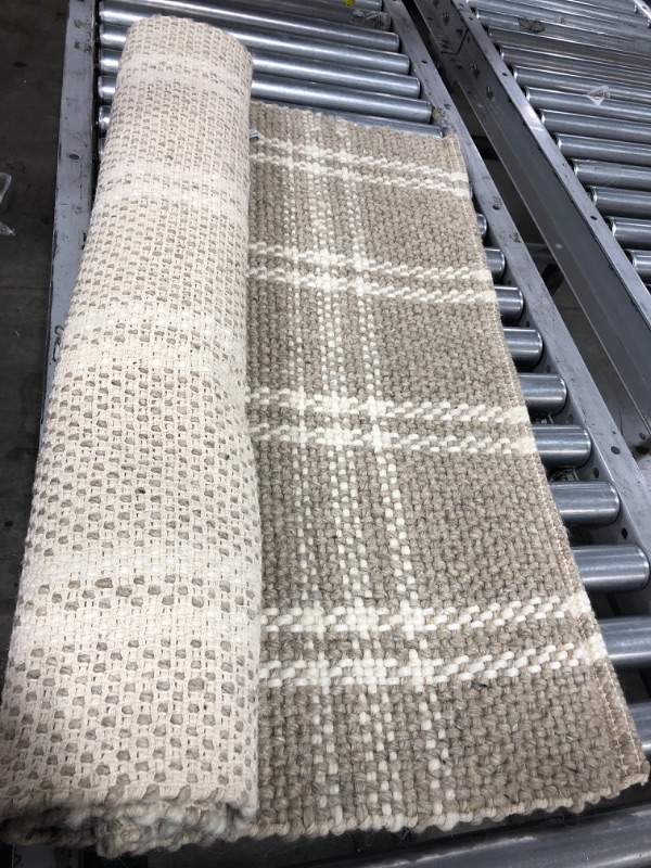 Photo 2 of 3'x5' Wool/Cotton Plaid Rug Neutral - Threshold designed with Studio McGee