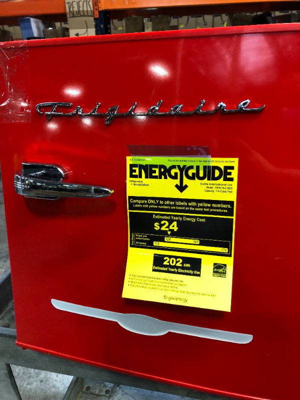 Photo 6 of Frigidaire 1.6 Cu Ft. Retro Compact Refrigerator with Side Bottle Opener EFR176, Red
