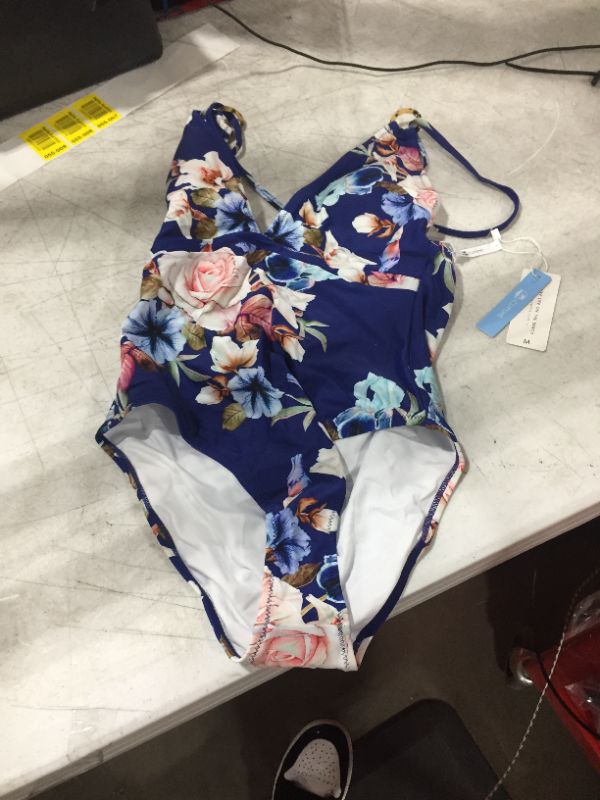 Photo 2 of Blue Floral Strappy One Piece Swimsuit MEDIUM
