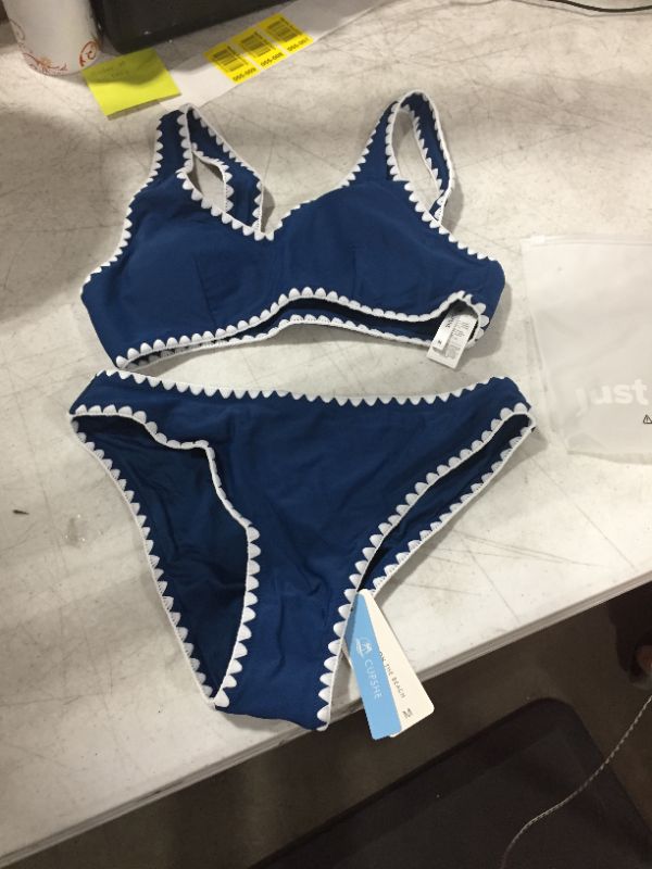 Photo 2 of Blue And White Crochet Trim Sporty Bikini MEDIUM
