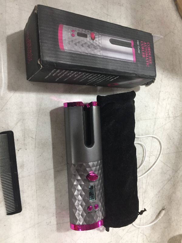 Photo 2 of Automatic Curling Iron, Cordless Auto Hair Curler, Ceramic Rotating Hair Curler with 6 Temps & Timers, Portable Rechargeable Curling Wand, Auto Shut-Off, Fast Heating Iron for Styling
