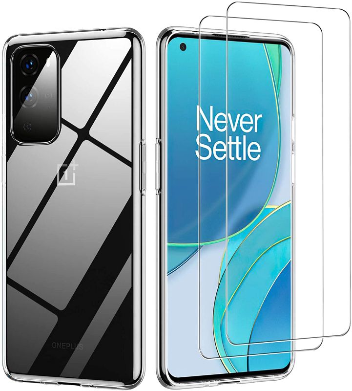 Photo 1 of AINOYA Tempered Glass Screen Protector for Oneplus 9 with case, [Crystal-Clear] [Bubble-Free] Fully Protective Design PACK OF 2 
