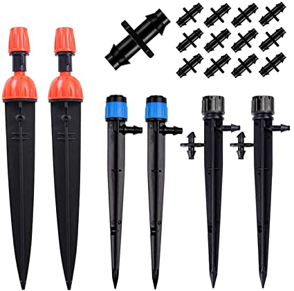 Photo 1 of BEADNOVA Irrigation Drippers 25pcs Drip Emitters for 1/4 Inch Drip Irrigation Spray Emitters with Straight Coupling 360 Degree Micro Sprinkler Adjustable Drippers for Drip Irrigation Parts
