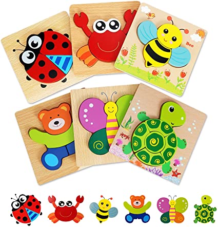 Photo 1 of Mkpkic Wooden Jigsaw Puzzles Gifts Toys for Toddler 3+ Years Old Boys Girls Infant Kids Learning Educational Toys 6 Pack Animal Shape Montessori Toys Puzzle Board Christmas Easter Gifts
