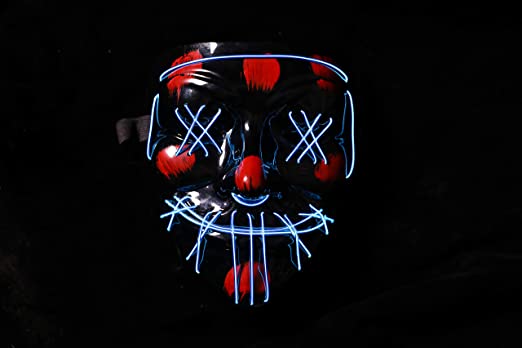 Photo 1 of Scary Mask LED Halloween Mask,Masquerade Cosplay Light Up Face Mask for Men Women Kids Role-Playing Mask.Purge Masks
