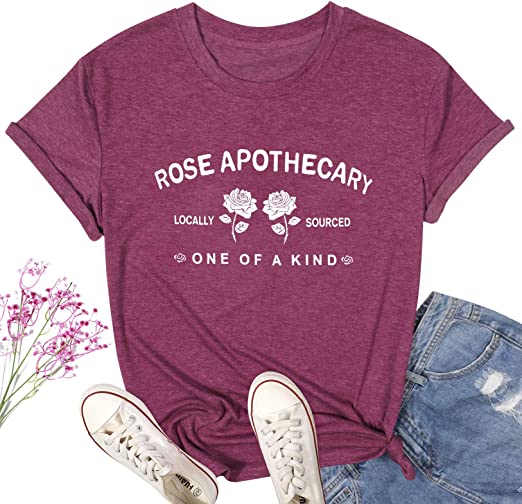 Photo 1 of NANYUAYA Rose Shirts for Women Rose Printed Novelty Shirt Summer Funny Short Sleeve Holiday Tee Tops - size XL