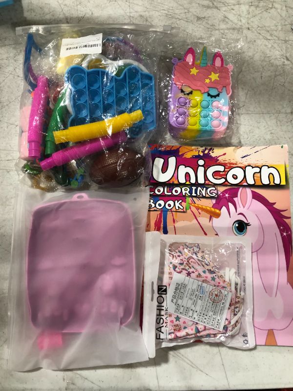 Photo 1 of unicorn, mask, and fidget toy box lot 