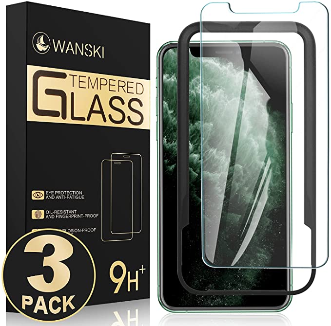 Photo 1 of 3 pack, Wanski Tempered Glass Screen Protector for iPhone Xs Max, iPhone 11 Pro Max, No bubbles/Easy Installation [3 Pack]
