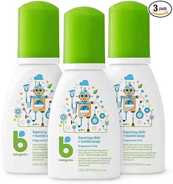 Photo 1 of Babyganics Foaming Dish & Bottle Soap for Travel, Fragrance Free, Packaging May Vary, 3.38 Fl Oz (Pack of 3)

