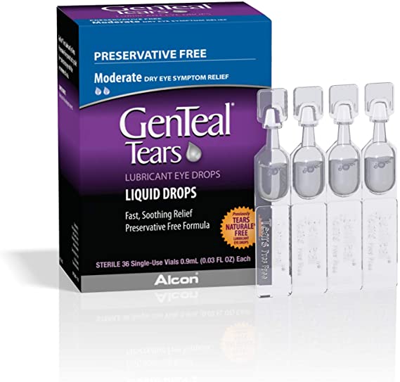 Photo 1 of ALCON GenTeal Tears Lubricant Eye Drops, Moderate Liquid Drops, 36 Sterile, Single-Use Vials, 0.9-mL Each
