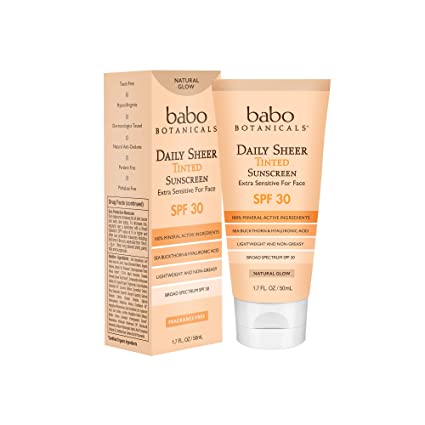 Photo 1 of Babo Botanicals Daily Sheer Moisturizing Mineral Tinted Sunscreen SPF 30, Natural Glow, Unscented, 1.7 Fl Oz
