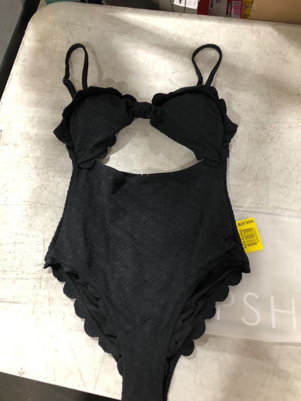 Photo 2 of Black Knotted Scalloped One Piece Swimsuit - medium
$27.99
