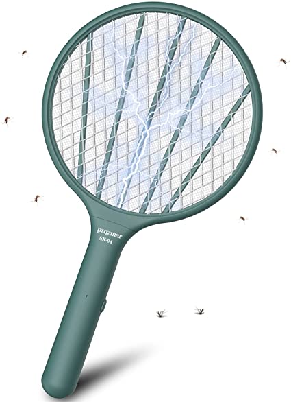 Photo 1 of Electric Fly Swatter Bug Zappers, Powerful 3000 Volt Mosquito Swatter Killer Racket, with Touchable 3-Layer Safety Mesh, Kills Insects Indoor Outdoor (Green Blue)
