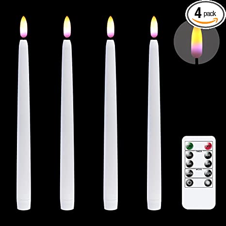 Photo 1 of DRomance 11" Flameless Taper Candles Battery Operated Remote and Timer, 3D Wick Real Flame Effect LED Wax Flickering Taper Candlesticks Wedding Dinner Halloween Christmas Holiday Candles(White)
