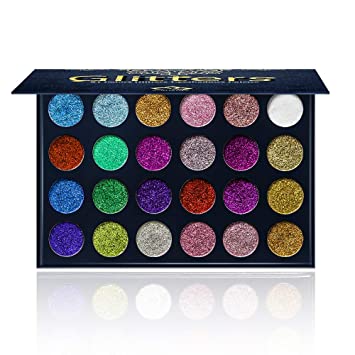 Photo 1 of Aolailiya 24 Color Pressed Glitter Eyeshadow Palette - Mineral Ultra Shimmer Makeup Palette Eye Shadow Powder Long Lasting Waterproof
