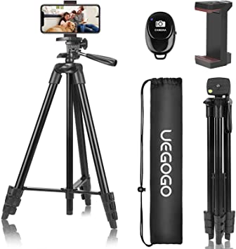 Photo 1 of 60" Phone Tripod, UEGOGO Tripod for iPhone with Remote Shutter and Universal Clip, Compatible with iPhone/Android/Sport Camera Perfect for Video Recording/Selfies/Live Stream/Vlogging
