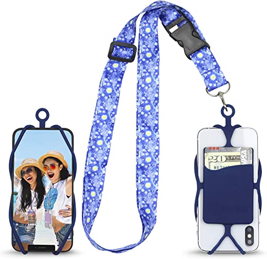 Photo 1 of Gear Beast Universal Crossbody Pocket Cell Phone Lanyard Compatible with iPhone, Galaxy & Most Smartphones, Includes Phone Case Holder,Neck Strap Floral Strap
