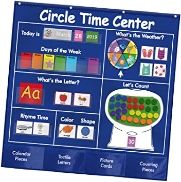 Photo 1 of Colcolo Circle Time Center Pocket Chart Educational Preschool Educational Pocket Chart for Nursery Homeschool Kindergarten Classroom
