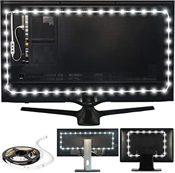 Photo 1 of Power Practical LED Lights for TV Backlight - USB Powered TV LED Light Strip Luminoodle W/ Bias Ambient Lighting for Home Theater, True White, Size (30"-40” TV)
