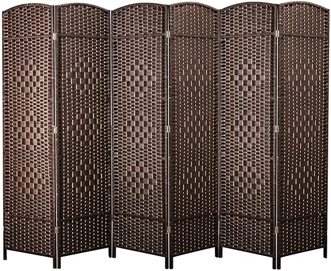 Photo 1 of Cocosica Weave Fiber Room Divider, Natural Fiber Folding Privacy Screen with Stainless Steel Hinge & 6 Panel Room Screen Divider Separator for Decorating Bedding, Dining, Study and Sitting Room
