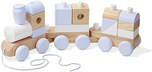 Photo 1 of Melissa & Doug Jumbo Wooden Stacking Train – 3-Color Natural Wooden Toddler Toy (17 pcs)