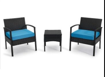 Photo 1 of CASAINC 3-Piece Rattan Patio Conversation Set with Cushions
