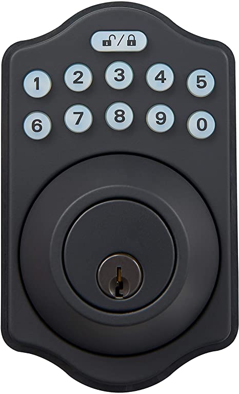 Photo 1 of Amazon Basics Traditional Electronic Keypad Deadbolt - Keyed Entry - Matte Black
